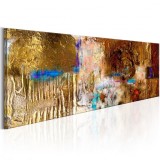 Cumpara ieftin Tablou pictat manual - Golden Structure 120x40 cm