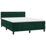 Cumpara ieftin Pat cu arcuri, saltea si LED, verde inchis, 140x190 cm, catifea