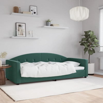 vidaXL Cadru de pat, verde &amp;icirc;nchis, 90x200 cm, catifea foto