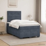 Cumpara ieftin Pat boxspring cu saltea Gri inchis 120 x 190 cm Catifea