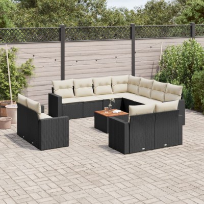 Gossi set canapele de gradina, 12 piese, cu perne, negru, poliratan foto