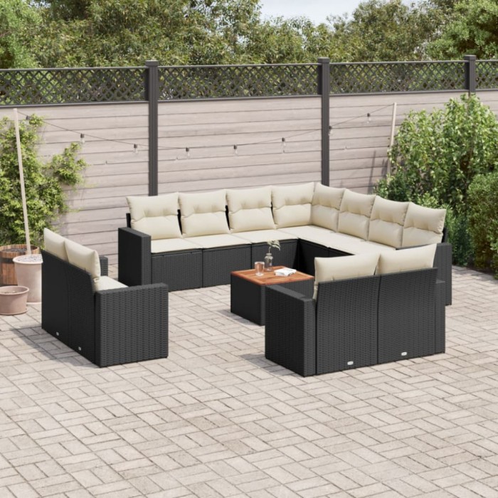 Gossi set canapele de gradina, 12 piese, cu perne, negru, poliratan