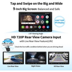 DVD player auto wireless Android, Bluetooth dublu, [9 inchi]