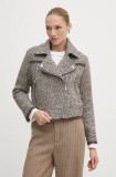 Sisley geaca din amestec de lana culoarea gri, de tranzitie, 2NLELN050
