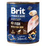 Brit Premium By Nature, Pește și Piele, Conservă hrană umedă fără cereale c&acirc;ini, (pate), 800g