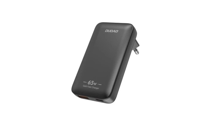 &Icirc;ncărcător de perete ultra-subțire pentru călătorii Dudao GaN A65Q 65W USB-A / USB-C PD EU / US - Negru