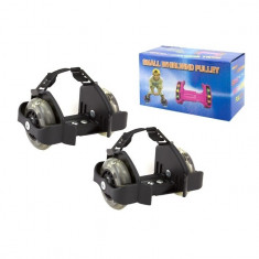 Set 2 Role pentru Copii cu Iluminare LED, Atasabile la Incaltaminte, Culoare Negru foto