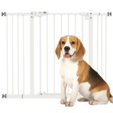 PawHut Poartă Extensibilă pentru C&acirc;ini fără Șuruburi, Poartă de Siguranță Reglabilă cu 2 Extensii, 94-100 cm, Alb | Aosom Romania