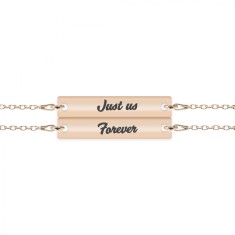 Chris - Set bratari personalizate tablita cu nume pentru cuplu din argint 925 placat cu aur roz