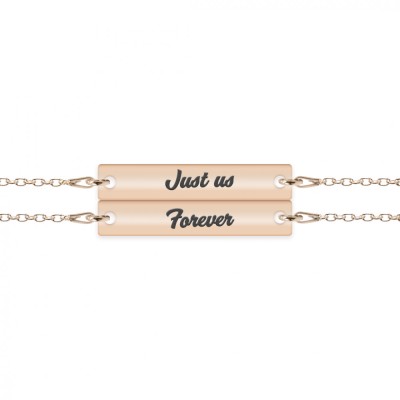 Chris - Set bratari personalizate tablita cu nume pentru cuplu din argint 925 placat cu aur roz foto