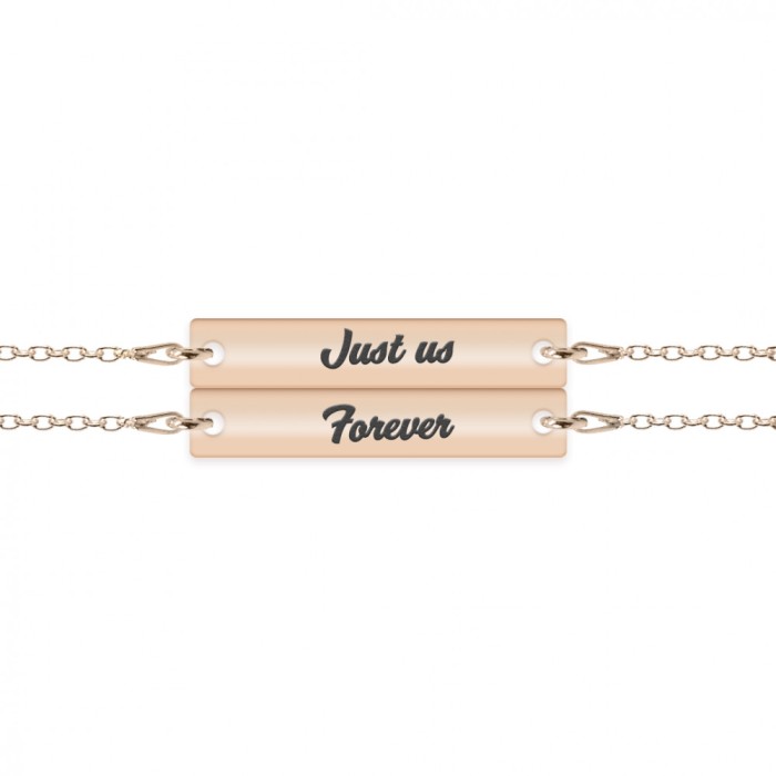 Chris - Set bratari personalizate tablita cu nume pentru cuplu din argint 925 placat cu aur roz