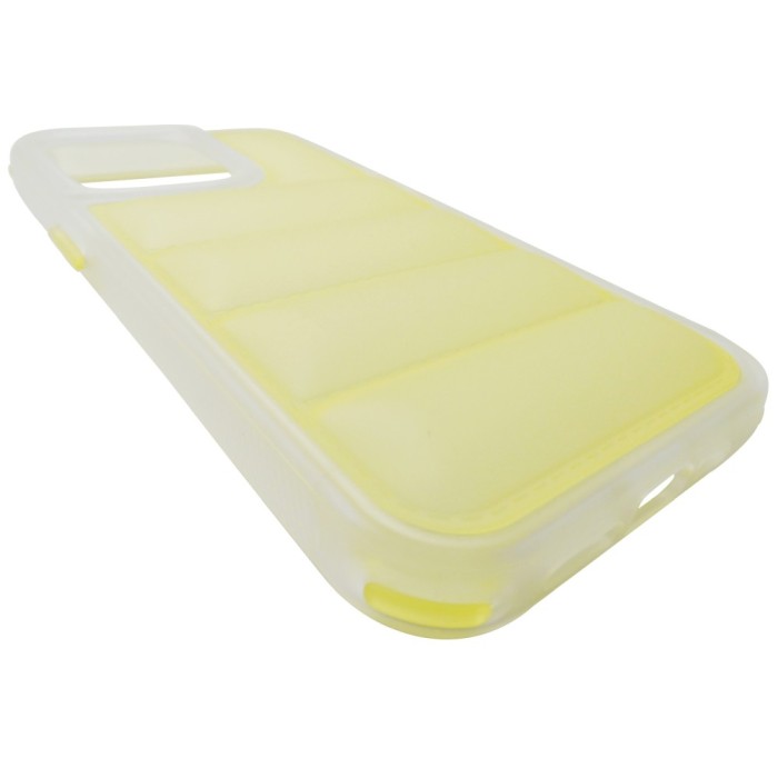 Husa spate antisoc policarbonat alb si TPU galben, semitransparent, pentru Apple iPhone 15 Pro Max