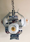 Candelabru Mazzega Mid Century cu 4 sfere de oțel și globuri Murano