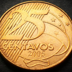 Moneda 25 CENTAVOS - BRAZILIA, anul 2005 * cod 4586