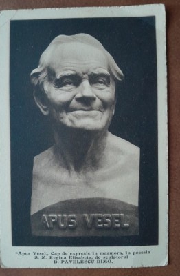 Carte postala, necirculata, Apus Vesel Cap de expreie in marmora in posesia S.M. Regina lisabeta. De sculptorul D. Pavelescu Dimo foto
