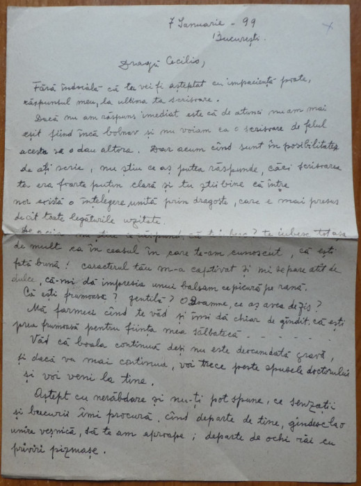 Scrisoare S. Luchian catre Cecilia Vasilescu, transcrisa olograf de Laura Cocea