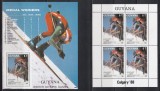 Guyana 1988 - Jocurile Olimpice de iarnă - Calgary, Colita + Bloc, FOARTE RARE, Cota 60 EURO, MNH, Nestampilat