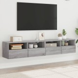 vidaXL Comode TV de perete, 2 buc., gri sonoma, 80x30x30 cm, lemn