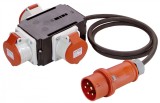 Distribuitor de curent intrare 5 poli 16A cablu 1.5 metri H07RN-F 5G1.5 iesire 3 prize trifazice 5 poli 16A maxim 11kW IP44, As Schwabe