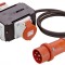 Distribuitor de curent intrare 5 poli 16A cablu 1.5 metri H07RN-F 5G1.5 iesire 3 prize trifazice 5 poli 16A maxim 11kW IP44