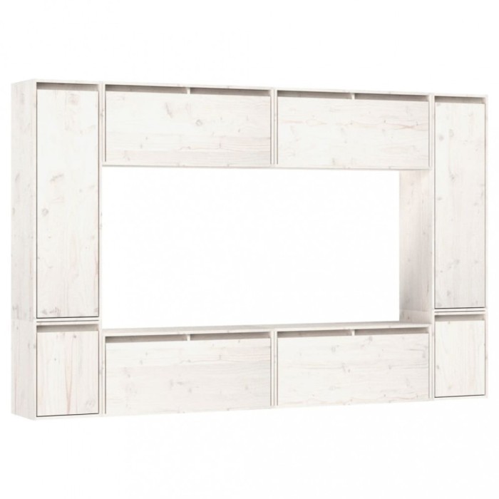 Comode TV, 8 buc., alb, lemn masiv de pin
