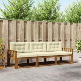 vidaXL Set de canapele de exterior cu pernă 3 pcs Natural și Crem 3367118
