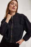 Answear Lab geaca jeans X limited collection NO SHAME femei, culoarea negru, de tranzitie, oversize