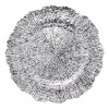 Platou Decorativ Crăciun, Argintiu, Plastic, Model Relief, 32.5cm, Oem