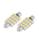 Bec sofit 16 led SMD 12V, lumina alba (11x39mm) (set 2 buc.) ManiaCars