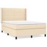 Cumpara ieftin Pat continental cu saltea, crem, 140x200 cm, material textil