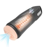 Masturbator Automat Vagin 9 Moduri Vibratii, 9 Moduri Suctiune, USB, TPE Realist, Negru, 26.5 cm