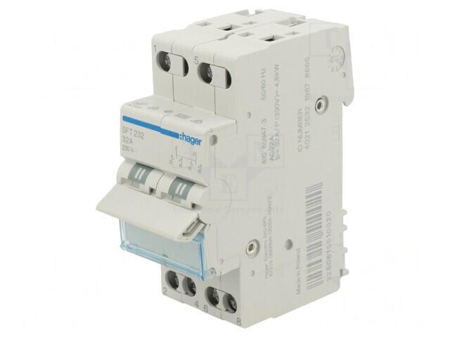 &Icirc;ntrerupător cu Manetă 2 Poli 32A 230V IP20