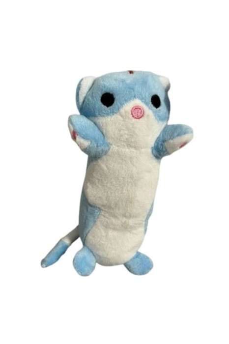 Figurină mini pisică, tip breloc, 20 cm, albastră