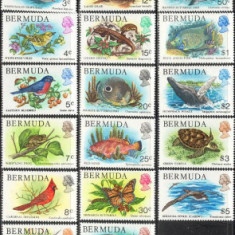 BERMUDA 1978-Viata marina-Pesti-pasari-Serie completa de 17 timbre