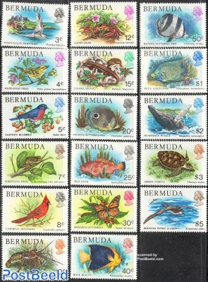 BERMUDA 1978-Viata marina-Pesti-pasari-Serie completa de 17 timbre foto
