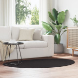VidaXL Covor Negru Bumbac 120 x 170 cm Covor de zonă Oval Modern