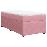 Cumpara ieftin Pat box spring cu saltea, roz, 90x190 cm, catifea