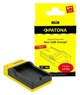 Patona Slim USB-C incarcator pentru Canon LP-E5, EOS 1000D, 450D, 500D foto