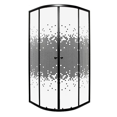Cabină de duș curbată Pixel Black 90 fără cădiță de duș foto