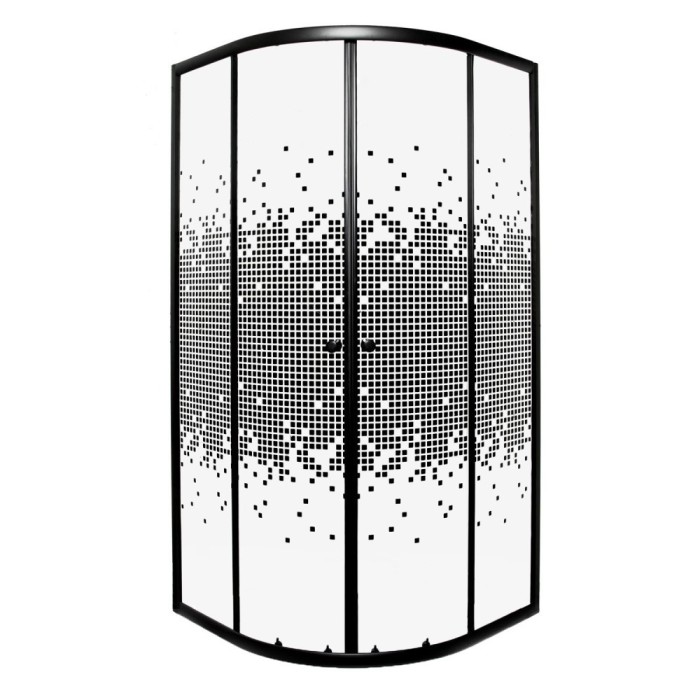 Cabină de duș curbată Pixel Black 90 fără cădiță de duș