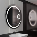 Oglinda LED Rotunda, 70cm, Visio MotionGlow Marcello, Sistem Dezaburire, Ceas &amp; Termometru, Lupa Cosmetica, Dimabila ModernLight Concept