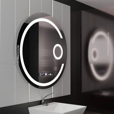 Oglinda LED Rotunda, 70cm, Visio MotionGlow Marcello, Sistem Dezaburire, Ceas &amp;amp; Termometru, Lupa Cosmetica, Dimabila ModernLight Concept foto