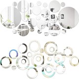 Oglinzi Decorative Acrilice din PVC Design 3D Cercuri Argintii Luxury Home Modern, 50 buc/set, MyStyle&reg;