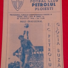Program meci fotbal PETROLUL PLOIESTI - GLORIA BUZAU (22.08.1976)