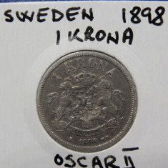 Suedia 1 Krona 1898 - OSCAR II Argint (147)
