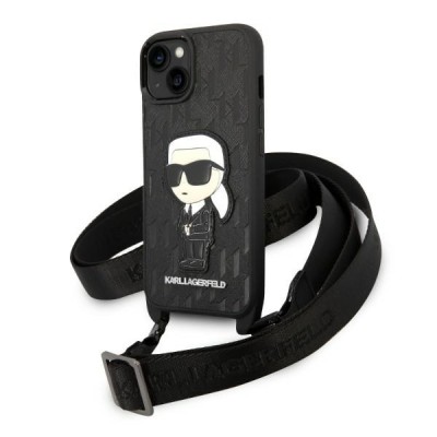 Husa pentru Apple iPhone 14 Plus, Karl Lagerfeld, Monogram Ikonik Karl, Alba foto