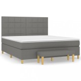 Cumpara ieftin Pat box spring cu saltea, gri inchis, 180x200 cm, textil