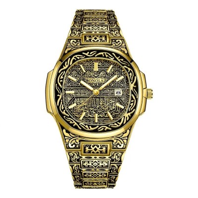 Ceas Barbati Onola 3808 Auriu-Retro , Design Luxury, Clasic, Quartz, Rezistent la Apa 3ATM foto