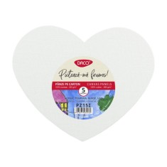 Panza Pictura pe Carton DACO, Model Inima, 5 Buc/Set, 280 g/m&amp;sup2;, Panza pentru Pictura, Panza pe Carton Bumbac, Carton cu Panza, Carton cu Panza Bumbac, foto