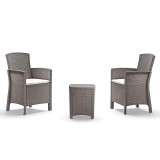 Set mobilier gradina Leziter Lima Balcony, 2 fotolii + 1 masa, plastic rezistent, cappuccino